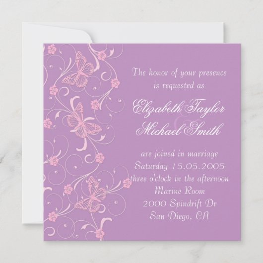 Invitation Elegant Dream Lavender Butterfly Wedding Invite (Devant)