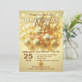 Invitation Elégant Dreamy Lights Gold Ballons fête d'annivers (Debout devant)