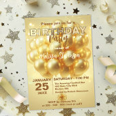Invitation Elégant Dreamy Lights Gold Ballons fête d'annivers