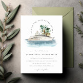Invitation Elégant Dusky Cruise Ship Palm Mariage marin