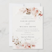 Invitation Elégant Dusky Fall Marsala Blush Floral Fiançaille (Devant)