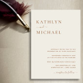 Invitation Elégant Dusty Beige Mariage de typographie moderne