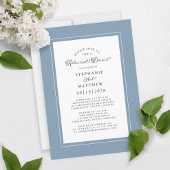 Invitation Elégant Dusty Bleu Blanc Mariage Dîner de répétiti