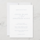 Invitation Elégant Dusty bleu & blanc minimaliste Mariage (Devant)