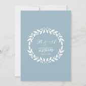 Invitation Elégant Dusty bleu et blanc feuille Mariage islami (Dos)