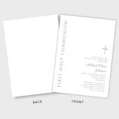 Invitation Élégant Dusty Bleu Script Première Sainte Communio