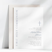 Invitation Élégant Dusty Bleu Script Première Sainte Communio