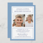 Invitation Elégant Dusty Blue avec confirmation photo (Devant / Derrière)