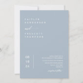 Invitation Elégant Dusty Blue Boho Photo QR Code Mariage Invi (Devant)