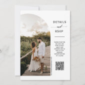 Invitation Elégant Dusty Blue Boho Photo QR Code Mariage Invi (Dos)