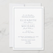 Invitation Elegant Dusty Blue Classic Script Details Wedding (Devant)