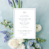 Invitation Élégant Dusty Blue Classic Script Monogram Mariage