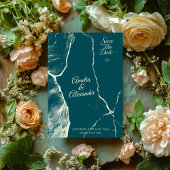 Invitation Elégant Dusty Blue & Cream Marble Enregistrer la d