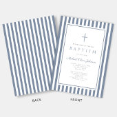 Invitation Elegant Dusty Blue Cross Boy Baptism