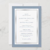 Invitation Elégant Dusty Blue et Mariage argent personnalisé (Devant)