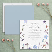 Invitation Elégant Dusty Blue Fleur sauvage Brunch nuptial