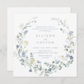 Invitation Elégant Dusty Blue Fleur sauvage Rustic Boho Maria (Devant / Derrière)