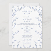 Invitation Elegant Dusty Blue Floral All-In-One Wedding (Devant)