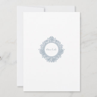 Invitation Elegant Dusty Blue Floral Border Wedding Invitatio