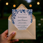 Invitation Elegant Dusty Blue Floral Chinoiserie Classic