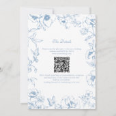 Invitation Elegant Dusty Blue Floral Garden QR Code Wedding (Dos)