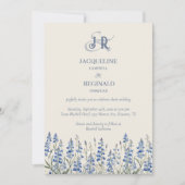 Invitation Élégant Dusty Blue Floral Mariage (Devant)