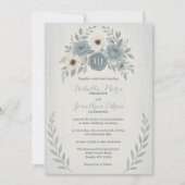 Invitation Elegant Dusty Blue Floral Wax Seal Wedding (Devant)