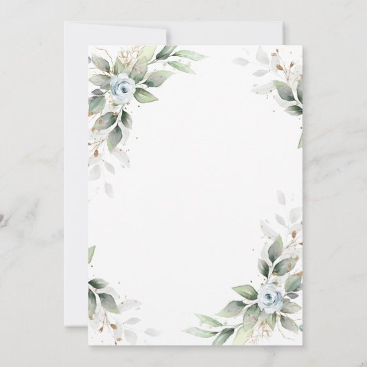 Invitation Elégant Dusty Blue Greenery Bridal Brunch Invitat (Dos)