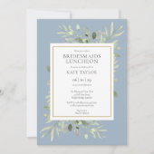 Invitation Élégant Dusty Blue Greenery Bridesmaids Déjeuner (Devant)