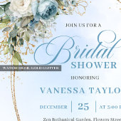 Invitation Elegant Dusty Blue Greenery Script Bridal Shower 