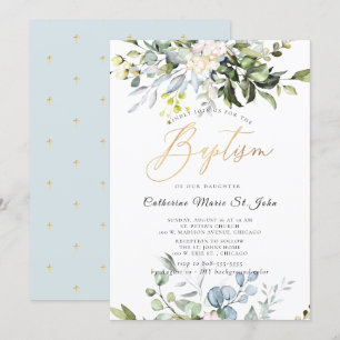 Invitation Elégant Dusty Blue Gum Eucalyptus Faux Gold