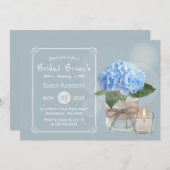 Invitation Elégant Dusty Blue Hydrangea Fête des mariées Brun (Devant / Derrière)