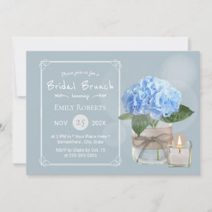 Invitation Elégant Dusty Blue Hydrangea Fête des mariées Brun