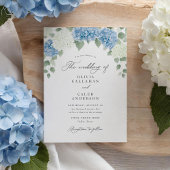 Invitation Elégant Dusty Blue Hydrangea Floral Mariage
