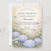 Invitation Elegant Dusty Blue Hydrangea Garden Baby Shower (Devant)