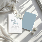 Invitation Elegant Dusty Blue Ivory Floral Bridal Shower