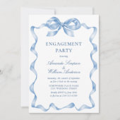 Invitation Élégant Dusty Blue Main Draw Engagement Party (Devant)