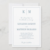 Invitation Elegant Dusty Blue Monogram Wedding  (Devant)