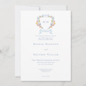 Invitation Elégant Dusty Blue Pastel Fleur sauvage Mariage Cr (Devant)
