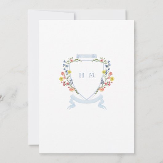 Invitation Elégant Dusty Blue Pastel Fleur sauvage Mariage Cr (Dos)