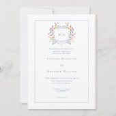 Invitation Elégant Dusty Blue Pastel Fleur sauvage Mariage Cr (Devant)