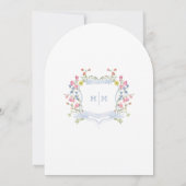 Invitation Elegant Dusty Blue Pastel Wildflower Crest Wedding (Dos)