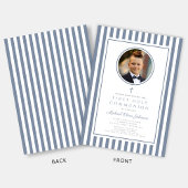 Invitation Elegant Dusty Blue Photo Boy First Communion