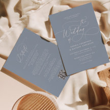 Elégant Dusty Blue QR Code Tout en un Mariage