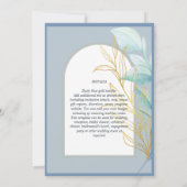 Invitation Elégant Dusty Blue SeaVerre Gold Leaf Arch Mariage (Dos)