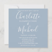 Invitation Elégant Dusty Blue Signature Mariage Photo (Devant)