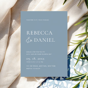 Invitation Elégant Dusty Blue Simple Mariage