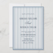 Invitation Elegant Dusty Blue Striped Wedding (Devant)