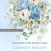 Invitation Elegant Dusty Blue White Floral Gold Wedding