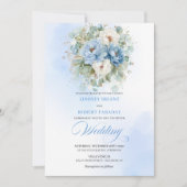 Invitation Elegant Dusty Blue White Peony Eucalyptus Wedding (Devant)